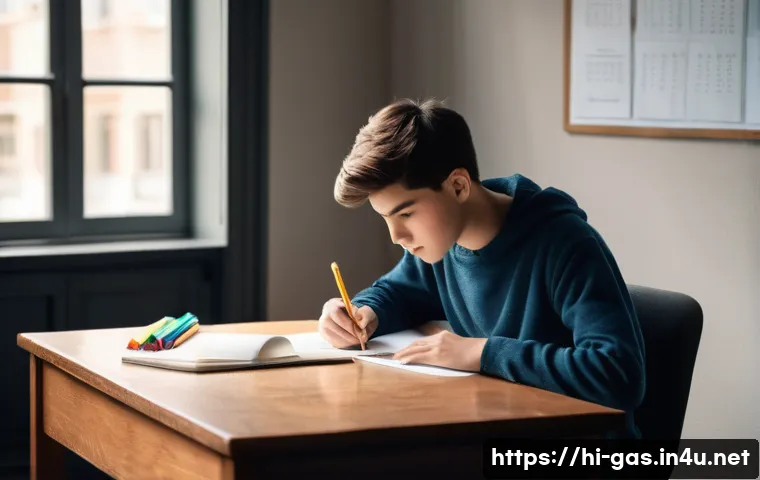 가스 자격증 합격을 위한 모의시험 활용법 - **Prompt 1: Focused Mock Test Session**
"A diligent young adult, appearing to be in their early ...